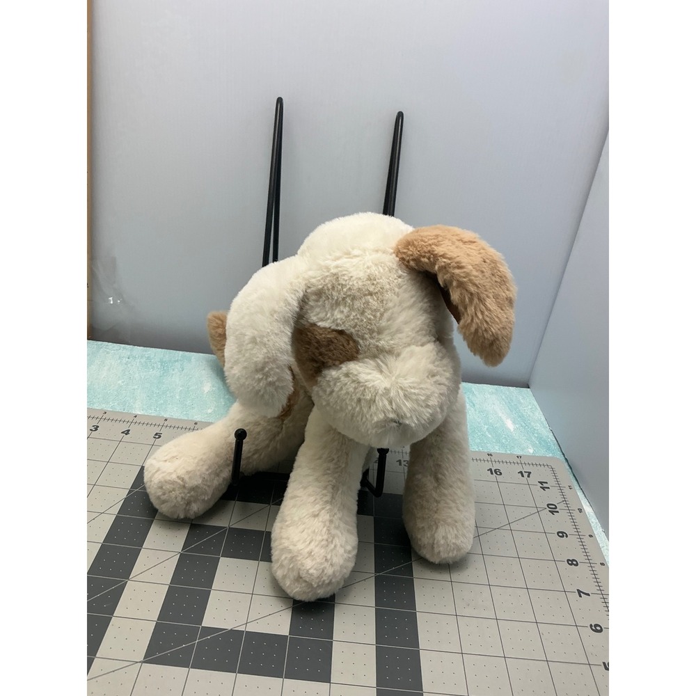 Bunnies By The Bay Puppy Dog Plush Cream Tan Spotted Shaggy Stuffed Animal 15in